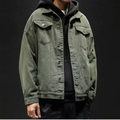 Chaqueta vaquera de otoño para hombre, abrigos vaqueros